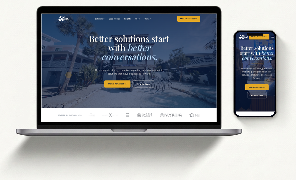 The redesigned Hive site on a laptop and phone