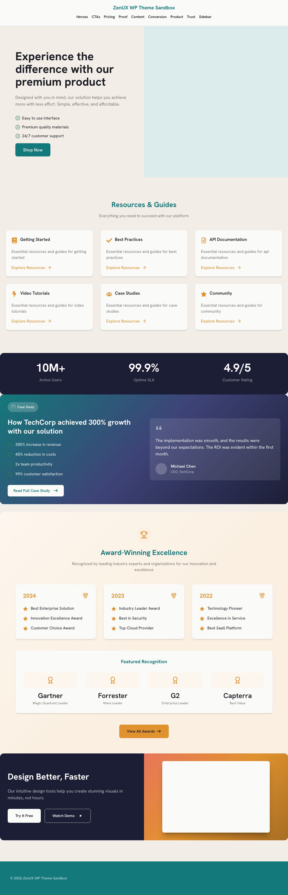 A complete agency site built only from ZenUX patterns